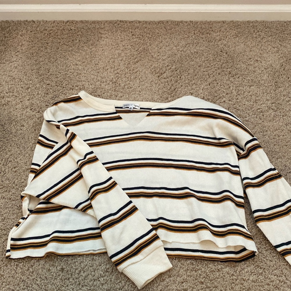 Cropped waffle knit long sleeve